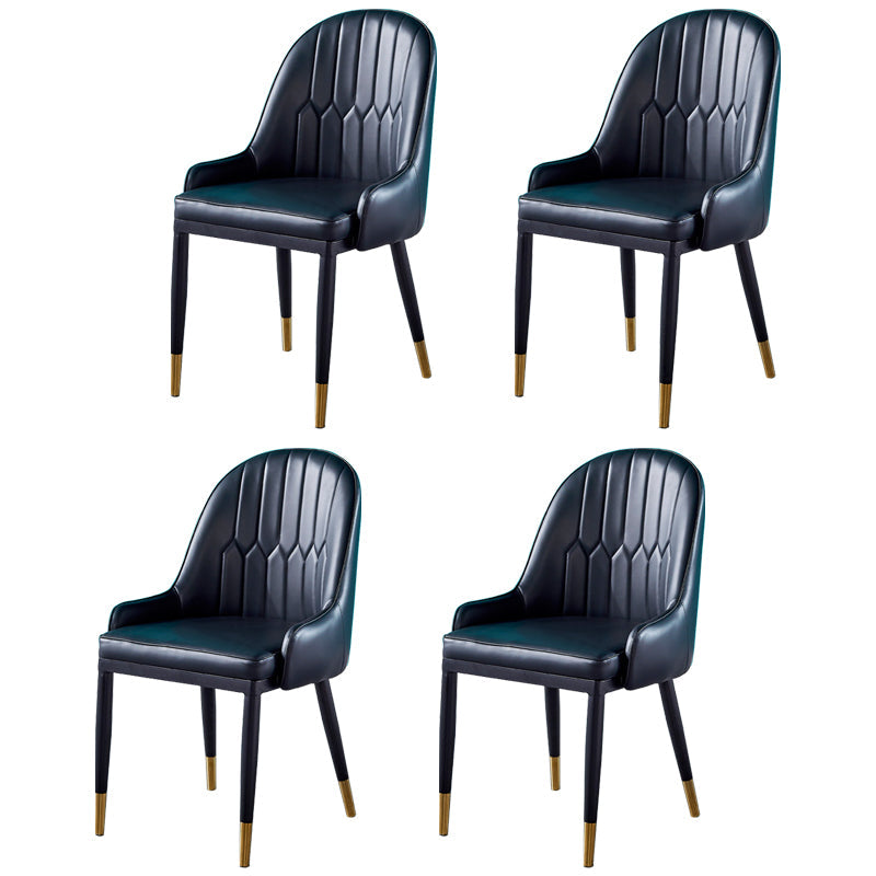 Glam Metal Dining Room Chairs Upholstered Fabric Faux Leather Armchairs Black 4 Piece Set Clearhalo ' kitchen&dining_furn' 'Dining Chairs' 'Dining Tables & Seating' 'dining_chair' 'furn' 'furn_dining_chair' 'Furniture' 'furniture_dining_chair' 'Kitchen & Dining Furniture' 'kitchen' 3968441