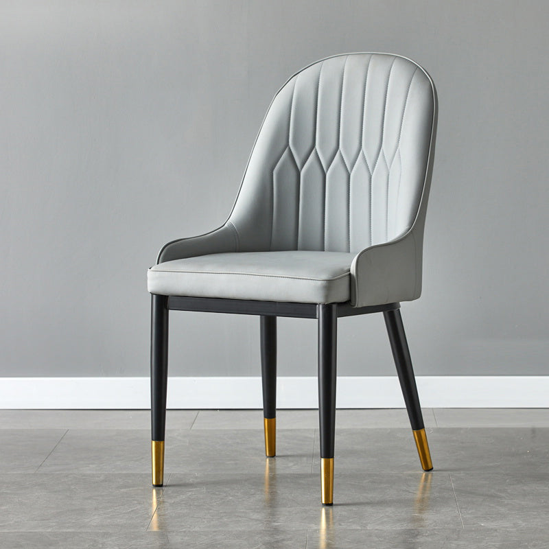 Glam Metal Dining Room Chairs Upholstered Fabric Faux Leather Armchairs Grey 1 Piece Clearhalo ' kitchen&dining_furn' 'Dining Chairs' 'Dining Tables & Seating' 'dining_chair' 'furn' 'furn_dining_chair' 'Furniture' 'furniture_dining_chair' 'Kitchen & Dining Furniture' 'kitchen' 3968455