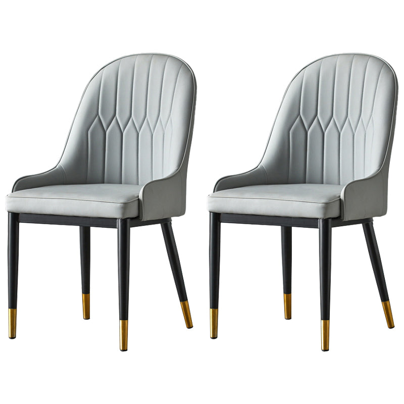 Glam Metal Dining Room Chairs Upholstered Fabric Faux Leather Armchairs Grey 2 Piece Set Clearhalo ' kitchen&dining_furn' 'Dining Chairs' 'Dining Tables & Seating' 'dining_chair' 'furn' 'furn_dining_chair' 'Furniture' 'furniture_dining_chair' 'Kitchen & Dining Furniture' 'kitchen' 3968456