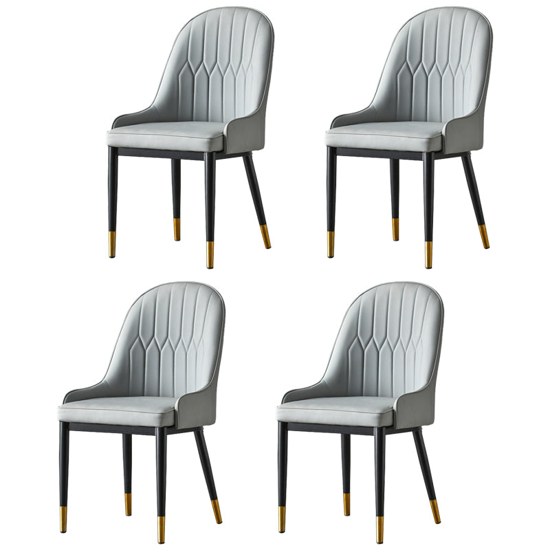 Glam Metal Dining Room Chairs Upholstered Fabric Faux Leather Armchairs Grey 4 Piece Set Clearhalo ' kitchen&dining_furn' 'Dining Chairs' 'Dining Tables & Seating' 'dining_chair' 'furn' 'furn_dining_chair' 'Furniture' 'furniture_dining_chair' 'Kitchen & Dining Furniture' 'kitchen' 3968457