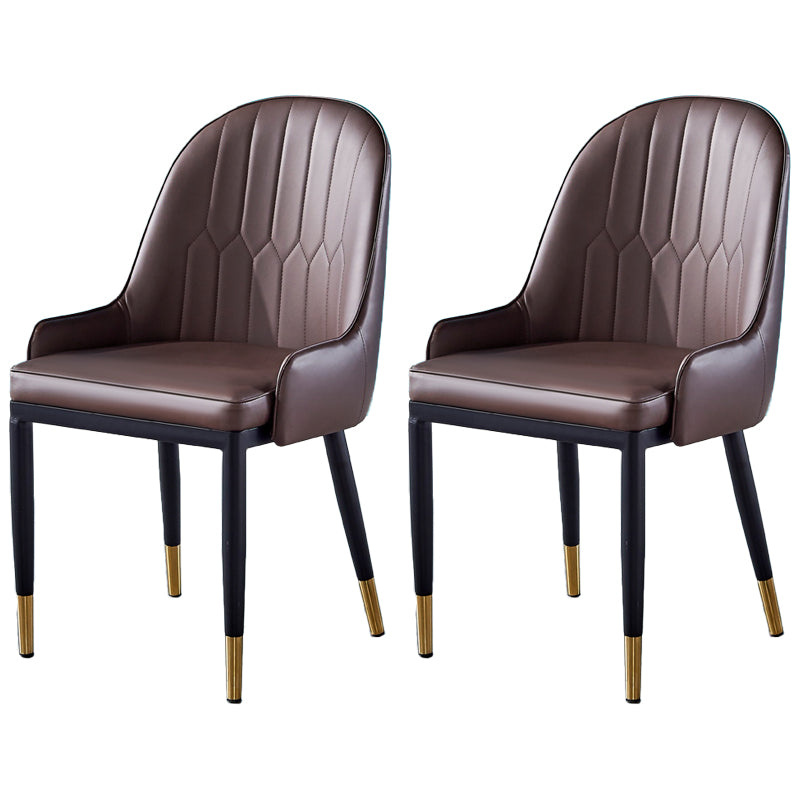 Glam Metal Dining Room Chairs Upholstered Fabric Faux Leather Armchairs Coffee 2 Piece Set Clearhalo ' kitchen&dining_furn' 'Dining Chairs' 'Dining Tables & Seating' 'dining_chair' 'furn' 'furn_dining_chair' 'Furniture' 'furniture_dining_chair' 'Kitchen & Dining Furniture' 'kitchen' 3968465
