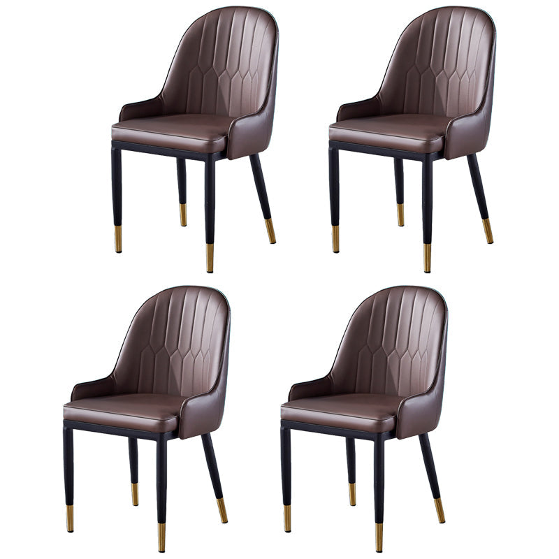 Glam Metal Dining Room Chairs Upholstered Fabric Faux Leather Armchairs Coffee 4 Piece Set Clearhalo ' kitchen&dining_furn' 'Dining Chairs' 'Dining Tables & Seating' 'dining_chair' 'furn' 'furn_dining_chair' 'Furniture' 'furniture_dining_chair' 'Kitchen & Dining Furniture' 'kitchen' 3968466