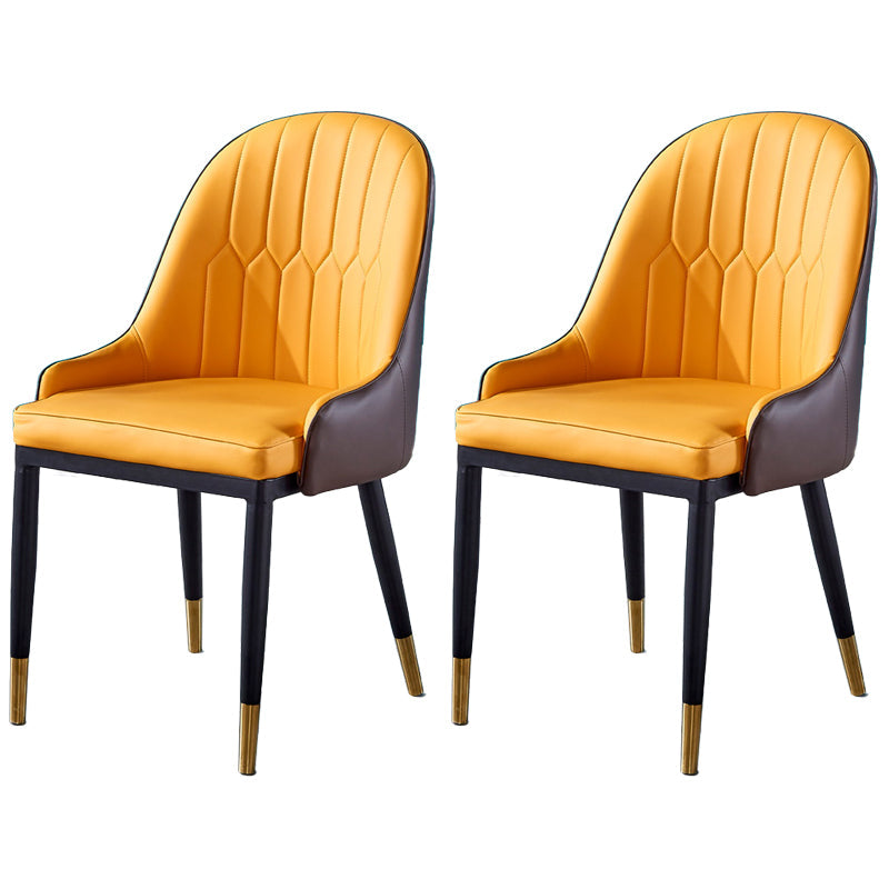 Glam Metal Dining Room Chairs Upholstered Fabric Faux Leather Armchairs Orange 2 Piece Set Clearhalo ' kitchen&dining_furn' 'Dining Chairs' 'Dining Tables & Seating' 'dining_chair' 'furn' 'furn_dining_chair' 'Furniture' 'furniture_dining_chair' 'Kitchen & Dining Furniture' 'kitchen' 3968468