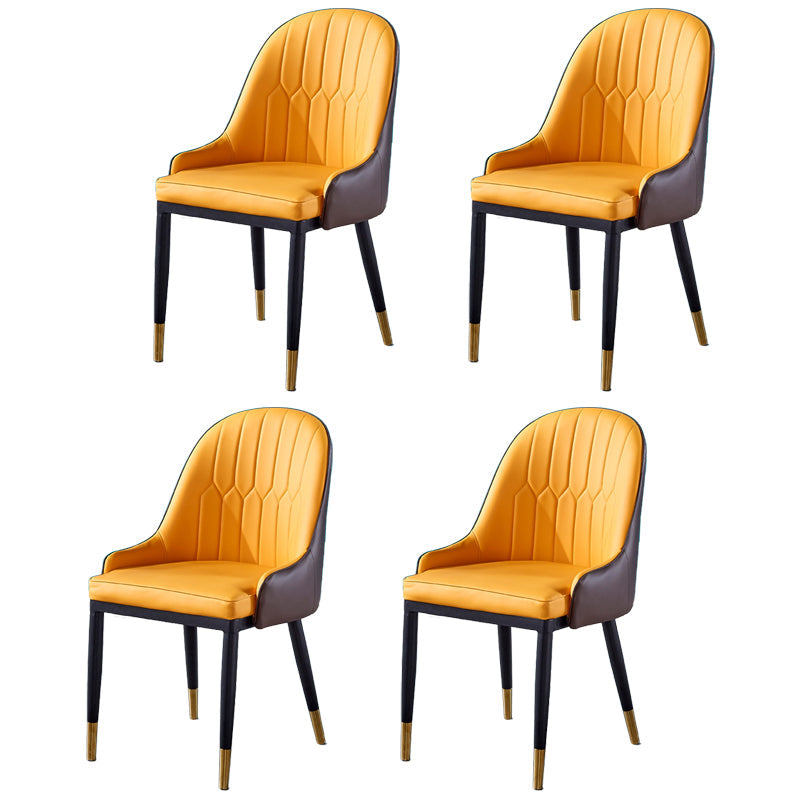 Glam Metal Dining Room Chairs Upholstered Fabric Faux Leather Armchairs Orange 4 Piece Set Clearhalo ' kitchen&dining_furn' 'Dining Chairs' 'Dining Tables & Seating' 'dining_chair' 'furn' 'furn_dining_chair' 'Furniture' 'furniture_dining_chair' 'Kitchen & Dining Furniture' 'kitchen' 3968469