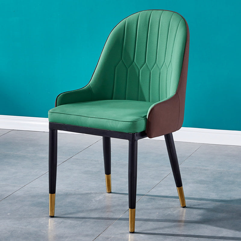 Glam Metal Dining Room Chairs Upholstered Fabric Faux Leather Armchairs Green Khaki 1 Piece Clearhalo ' kitchen&dining_furn' 'Dining Chairs' 'Dining Tables & Seating' 'dining_chair' 'furn' 'furn_dining_chair' 'Furniture' 'furniture_dining_chair' 'Kitchen & Dining Furniture' 'kitchen' 3968473