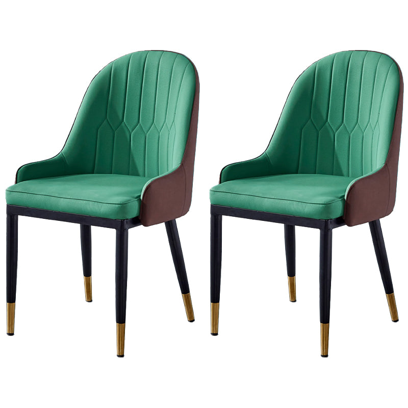 Glam Metal Dining Room Chairs Upholstered Fabric Faux Leather Armchairs Green Khaki 2 Piece Set Clearhalo ' kitchen&dining_furn' 'Dining Chairs' 'Dining Tables & Seating' 'dining_chair' 'furn' 'furn_dining_chair' 'Furniture' 'furniture_dining_chair' 'Kitchen & Dining Furniture' 'kitchen' 3968474