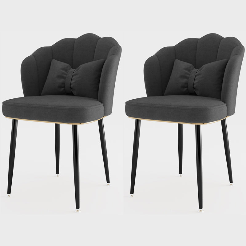 Metal Scandinavian Style Dining Side Chair Home Armless Solid Back Chair Dark Gray 2 Piece Set Black Clearhalo ' kitchen&dining_furn' 'Dining Chairs' 'Dining Tables & Seating' 'dining_chair' 'furn' 'furn_dining_chair' 'Furniture' 'furniture_dining_chair' 'Kitchen & Dining Furniture' 'kitchen' 3968486