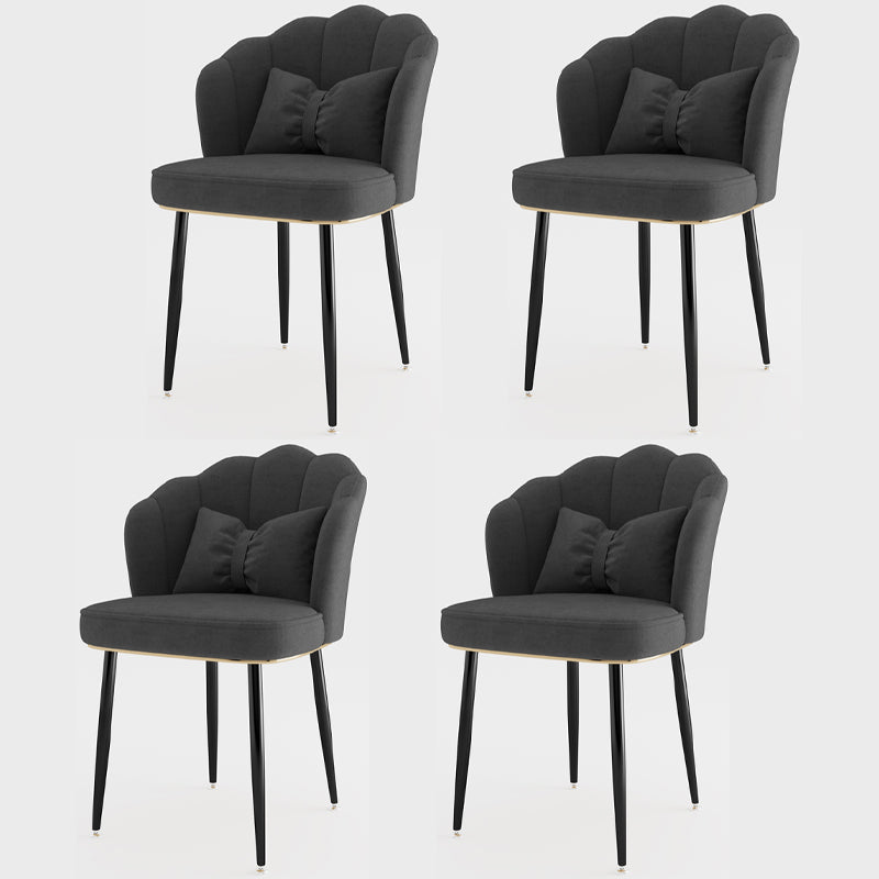Metal Scandinavian Style Dining Side Chair Home Armless Solid Back Chair Dark Gray 4 Piece Set Black Clearhalo ' kitchen&dining_furn' 'Dining Chairs' 'Dining Tables & Seating' 'dining_chair' 'furn' 'furn_dining_chair' 'Furniture' 'furniture_dining_chair' 'Kitchen & Dining Furniture' 'kitchen' 3968487