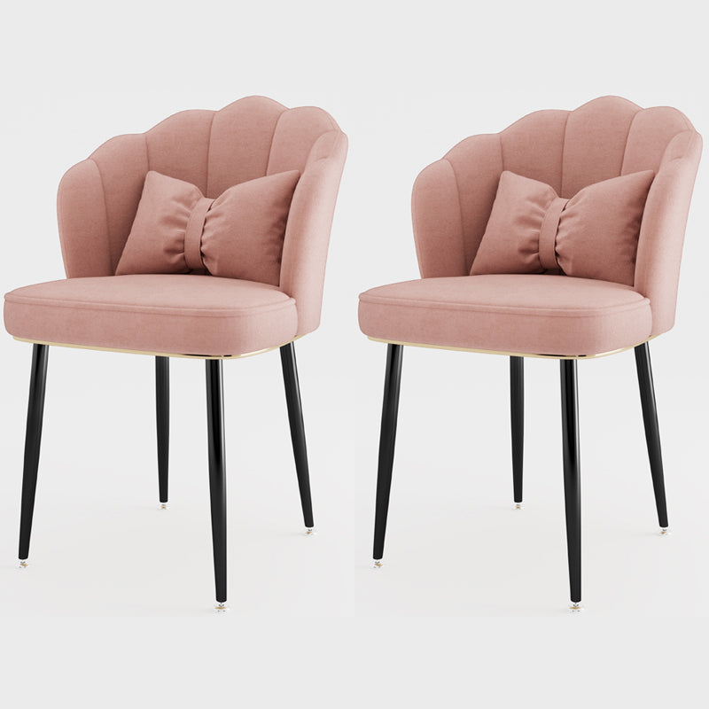 Metal Scandinavian Style Dining Side Chair Home Armless Solid Back Chair Cameo Brown 2 Piece Set Black Clearhalo ' kitchen&dining_furn' 'Dining Chairs' 'Dining Tables & Seating' 'dining_chair' 'furn' 'furn_dining_chair' 'Furniture' 'furniture_dining_chair' 'Kitchen & Dining Furniture' 'kitchen' 3968491