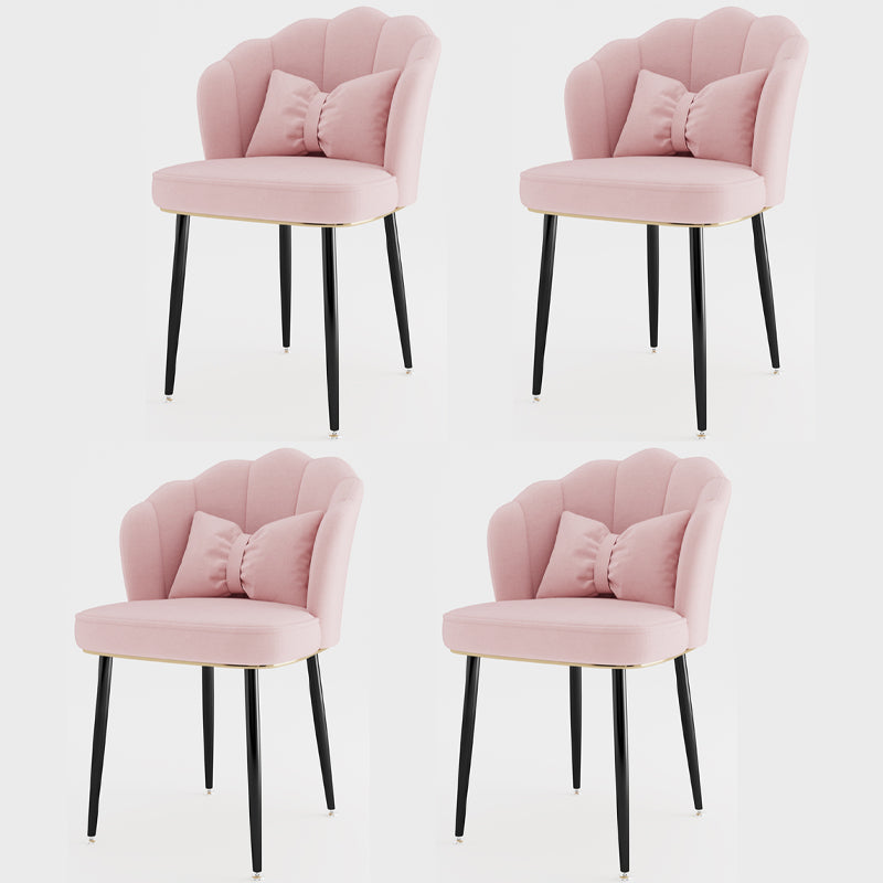 Metal Scandinavian Style Dining Side Chair Home Armless Solid Back Chair Pink 4 Piece Set Black Clearhalo ' kitchen&dining_furn' 'Dining Chairs' 'Dining Tables & Seating' 'dining_chair' 'furn' 'furn_dining_chair' 'Furniture' 'furniture_dining_chair' 'Kitchen & Dining Furniture' 'kitchen' 3968520