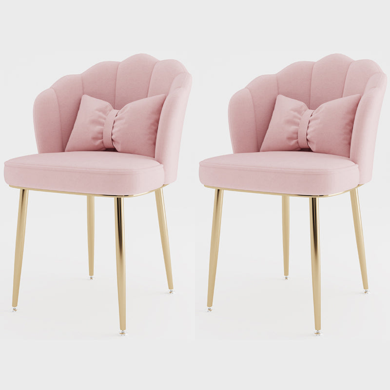 Metal Scandinavian Style Dining Side Chair Home Armless Solid Back Chair Pink 2 Piece Set Brass Gold Clearhalo ' kitchen&dining_furn' 'Dining Chairs' 'Dining Tables & Seating' 'dining_chair' 'furn' 'furn_dining_chair' 'Furniture' 'furniture_dining_chair' 'Kitchen & Dining Furniture' 'kitchen' 3968522