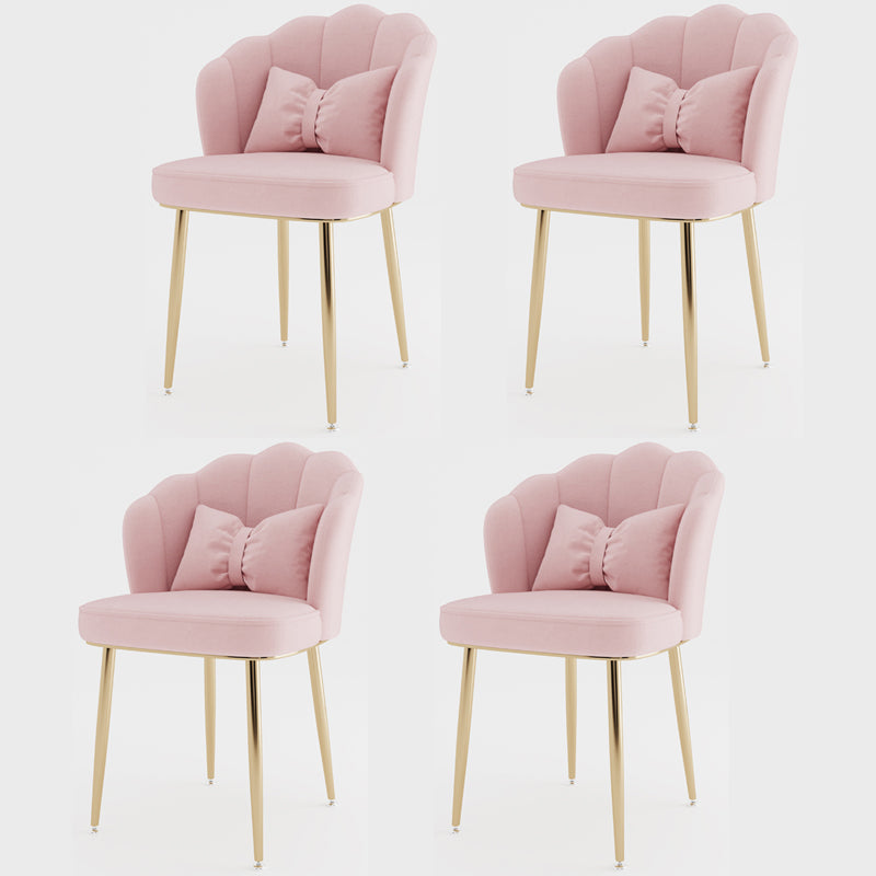 Metal Scandinavian Style Dining Side Chair Home Armless Solid Back Chair Pink 4 Piece Set Brass Gold Clearhalo ' kitchen&dining_furn' 'Dining Chairs' 'Dining Tables & Seating' 'dining_chair' 'furn' 'furn_dining_chair' 'Furniture' 'furniture_dining_chair' 'Kitchen & Dining Furniture' 'kitchen' 3968523