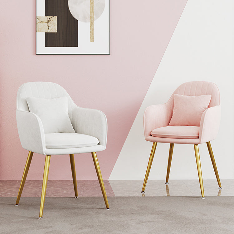 Scandinavian Style Metal Dining Chair Bedroom Upholstered Chair with Arm Clearhalo ' kitchen&dining_furn' 'Dining Chairs' 'Dining Tables & Seating' 'dining_chair' 'furn' 'furn_dining_chair' 'Furniture' 'furniture_dining_chair' 'Kitchen & Dining Furniture' 'kitchen' 3968537