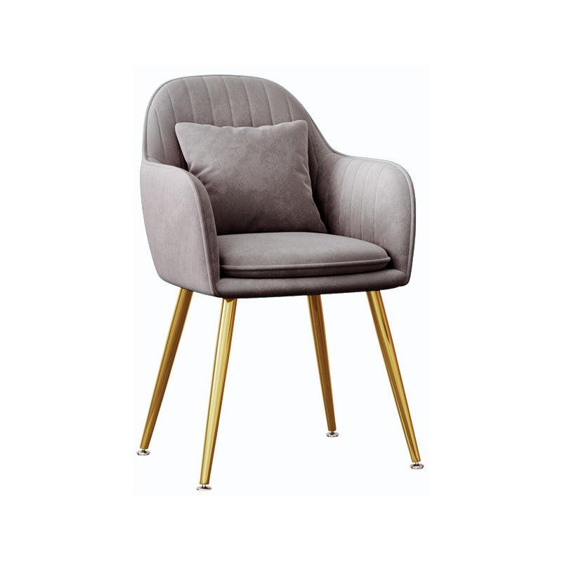 Scandinavian Style Metal Dining Chair Bedroom Upholstered Chair with Arm Grey 1 Piece Brass Gold Clearhalo ' kitchen&dining_furn' 'Dining Chairs' 'Dining Tables & Seating' 'dining_chair' 'furn' 'furn_dining_chair' 'Furniture' 'furniture_dining_chair' 'Kitchen & Dining Furniture' 'kitchen' 3968538