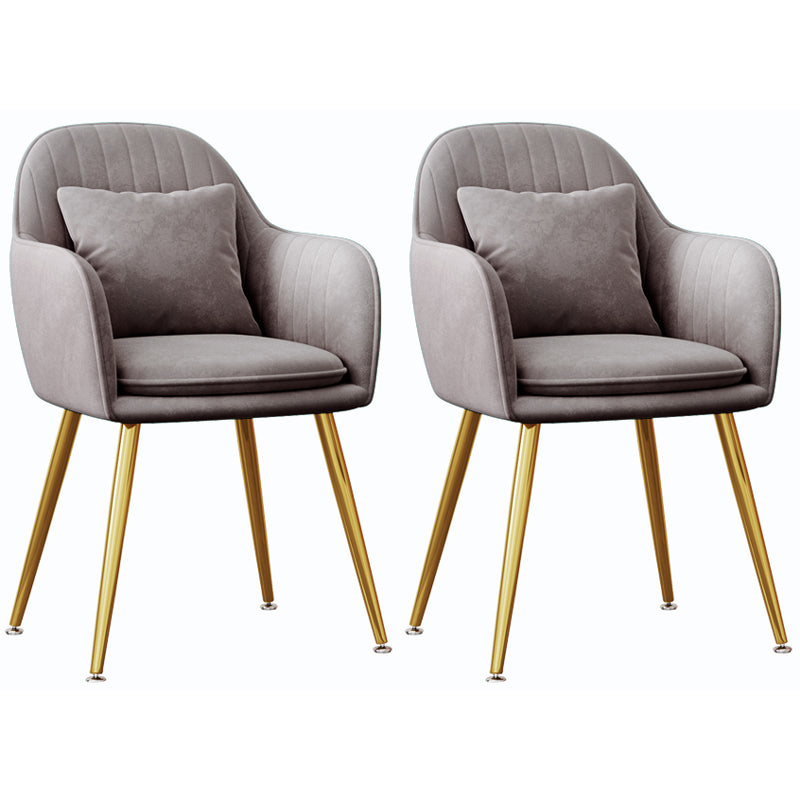 Scandinavian Style Metal Dining Chair Bedroom Upholstered Chair with Arm Grey 2 Piece Set Brass Gold Clearhalo ' kitchen&dining_furn' 'Dining Chairs' 'Dining Tables & Seating' 'dining_chair' 'furn' 'furn_dining_chair' 'Furniture' 'furniture_dining_chair' 'Kitchen & Dining Furniture' 'kitchen' 3968540