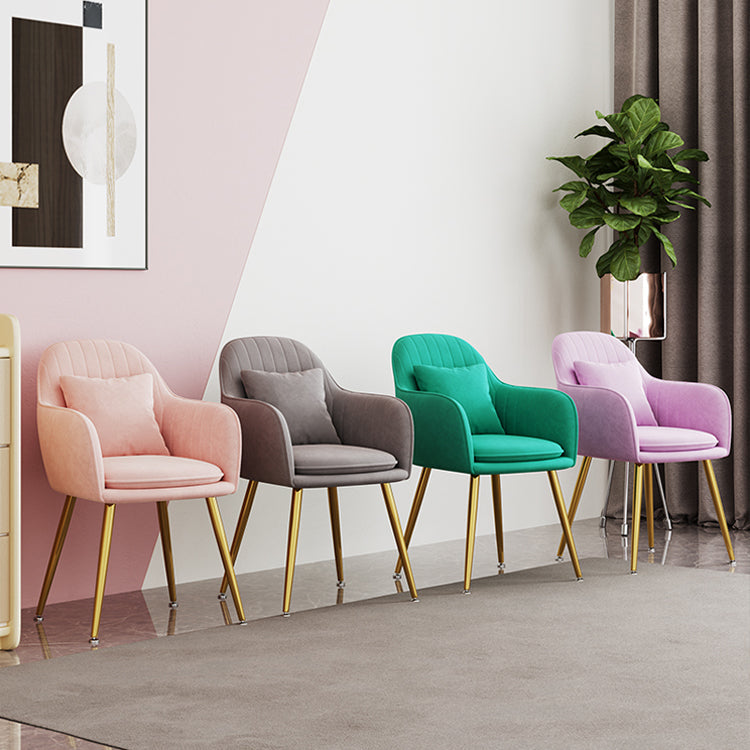 Scandinavian Style Metal Dining Chair Bedroom Upholstered Chair with Arm Clearhalo ' kitchen&dining_furn' 'Dining Chairs' 'Dining Tables & Seating' 'dining_chair' 'furn' 'furn_dining_chair' 'Furniture' 'furniture_dining_chair' 'Kitchen & Dining Furniture' 'kitchen' 3968542