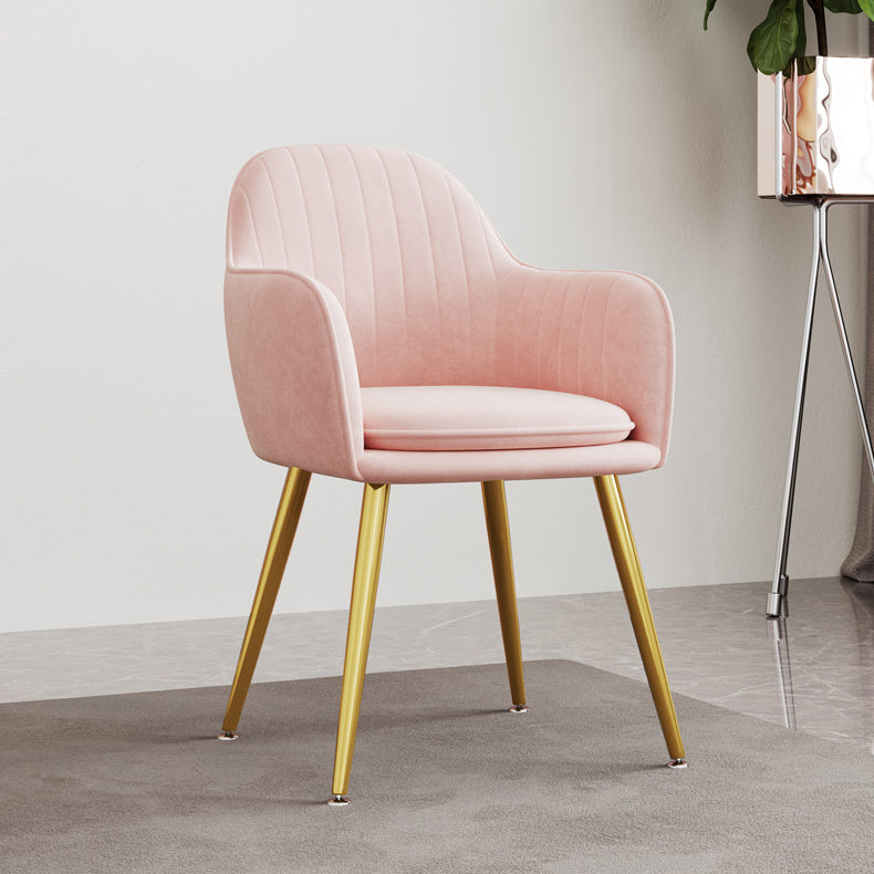 Scandinavian Style Metal Dining Chair Bedroom Upholstered Chair with Arm Clearhalo ' kitchen&dining_furn' 'Dining Chairs' 'Dining Tables & Seating' 'dining_chair' 'furn' 'furn_dining_chair' 'Furniture' 'furniture_dining_chair' 'Kitchen & Dining Furniture' 'kitchen' 3968544