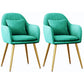 Scandinavian Style Metal Dining Chair Bedroom Upholstered Chair with Arm Green 2 Piece Set Brass Gold Clearhalo ' kitchen&dining_furn' 'Dining Chairs' 'Dining Tables & Seating' 'dining_chair' 'furn' 'furn_dining_chair' 'Furniture' 'furniture_dining_chair' 'Kitchen & Dining Furniture' 'kitchen' 3968545