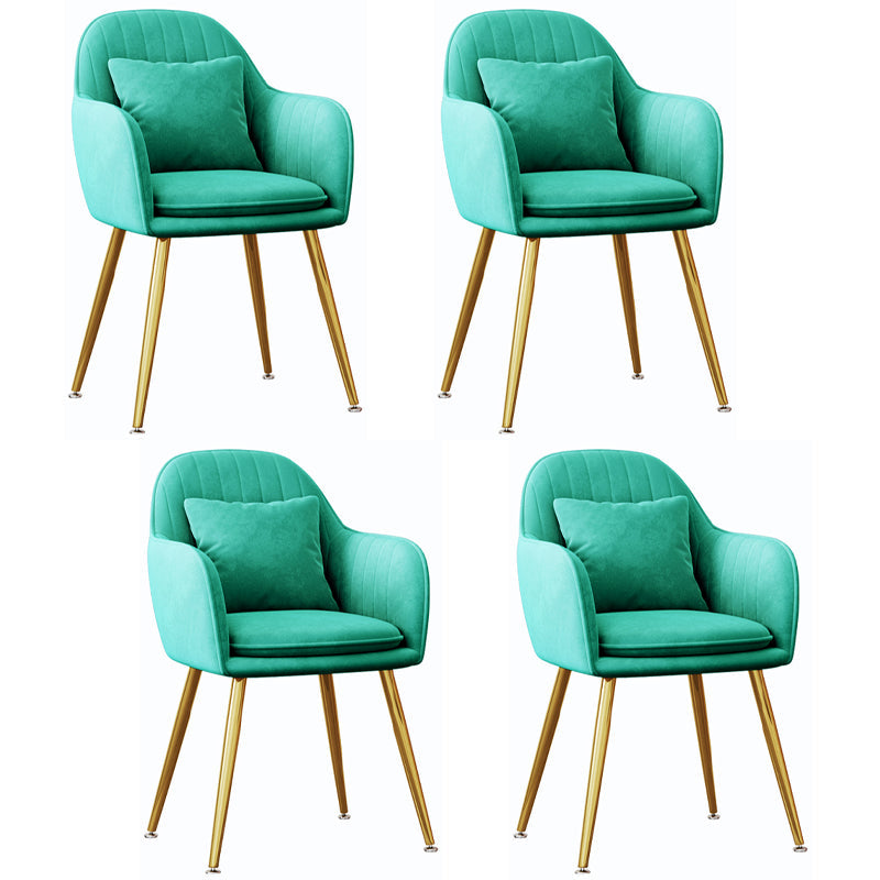 Scandinavian Style Metal Dining Chair Bedroom Upholstered Chair with Arm Green 4 Piece Set Brass Gold Clearhalo ' kitchen&dining_furn' 'Dining Chairs' 'Dining Tables & Seating' 'dining_chair' 'furn' 'furn_dining_chair' 'Furniture' 'furniture_dining_chair' 'Kitchen & Dining Furniture' 'kitchen' 3968547