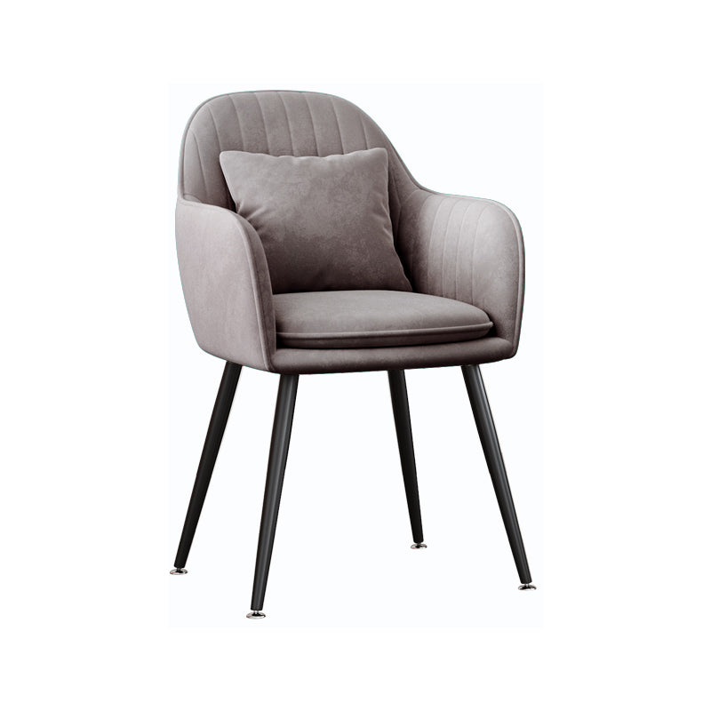 Scandinavian Style Metal Dining Chair Bedroom Upholstered Chair with Arm Grey 1 Piece Black Clearhalo ' kitchen&dining_furn' 'Dining Chairs' 'Dining Tables & Seating' 'dining_chair' 'furn' 'furn_dining_chair' 'Furniture' 'furniture_dining_chair' 'Kitchen & Dining Furniture' 'kitchen' 3968549