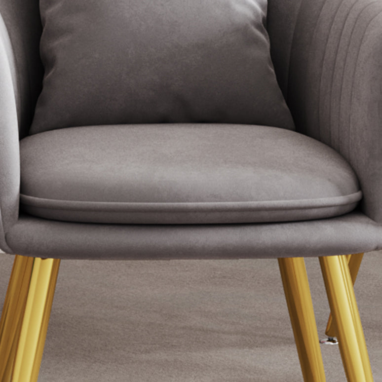 Scandinavian Style Metal Dining Chair Bedroom Upholstered Chair with Arm Clearhalo ' kitchen&dining_furn' 'Dining Chairs' 'Dining Tables & Seating' 'dining_chair' 'furn' 'furn_dining_chair' 'Furniture' 'furniture_dining_chair' 'Kitchen & Dining Furniture' 'kitchen' 3968551