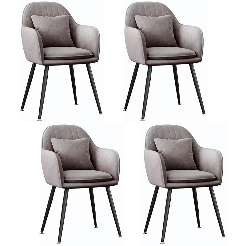 Scandinavian Style Metal Dining Chair Bedroom Upholstered Chair with Arm Grey 4 Piece Set Black Clearhalo ' kitchen&dining_furn' 'Dining Chairs' 'Dining Tables & Seating' 'dining_chair' 'furn' 'furn_dining_chair' 'Furniture' 'furniture_dining_chair' 'Kitchen & Dining Furniture' 'kitchen' 3968553