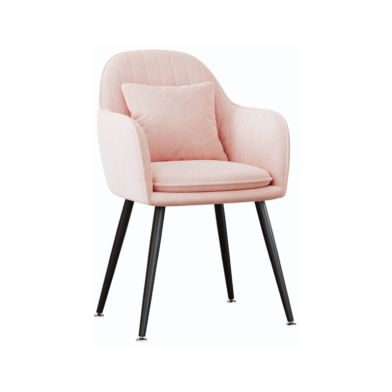 Scandinavian Style Metal Dining Chair Bedroom Upholstered Chair with Arm Pink 1 Piece Black Clearhalo ' kitchen&dining_furn' 'Dining Chairs' 'Dining Tables & Seating' 'dining_chair' 'furn' 'furn_dining_chair' 'Furniture' 'furniture_dining_chair' 'Kitchen & Dining Furniture' 'kitchen' 3968555