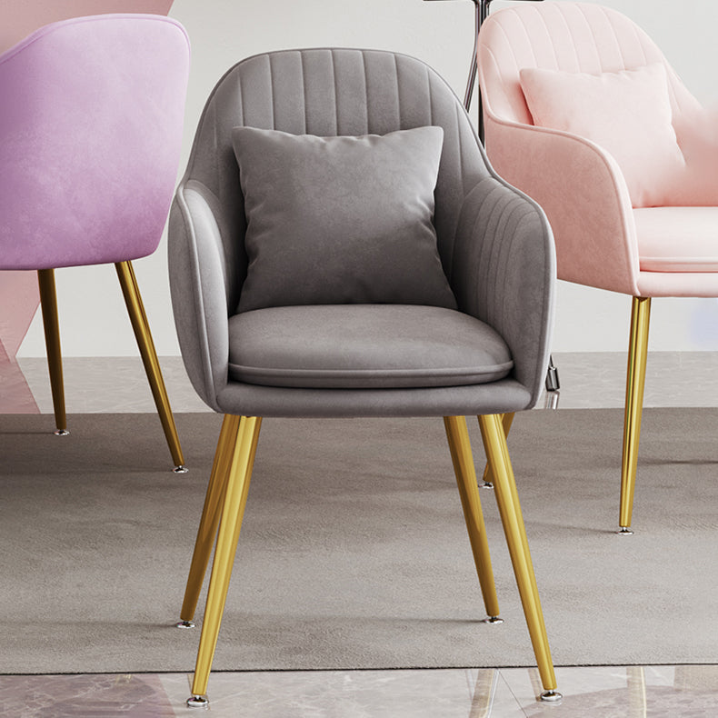 Scandinavian Style Metal Dining Chair Bedroom Upholstered Chair with Arm Clearhalo ' kitchen&dining_furn' 'Dining Chairs' 'Dining Tables & Seating' 'dining_chair' 'furn' 'furn_dining_chair' 'Furniture' 'furniture_dining_chair' 'Kitchen & Dining Furniture' 'kitchen' 3968557