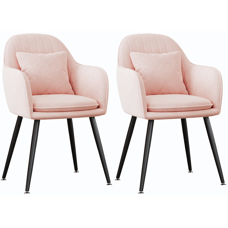 Scandinavian Style Metal Dining Chair Bedroom Upholstered Chair with Arm Pink 2 Piece Set Black Clearhalo ' kitchen&dining_furn' 'Dining Chairs' 'Dining Tables & Seating' 'dining_chair' 'furn' 'furn_dining_chair' 'Furniture' 'furniture_dining_chair' 'Kitchen & Dining Furniture' 'kitchen' 3968558