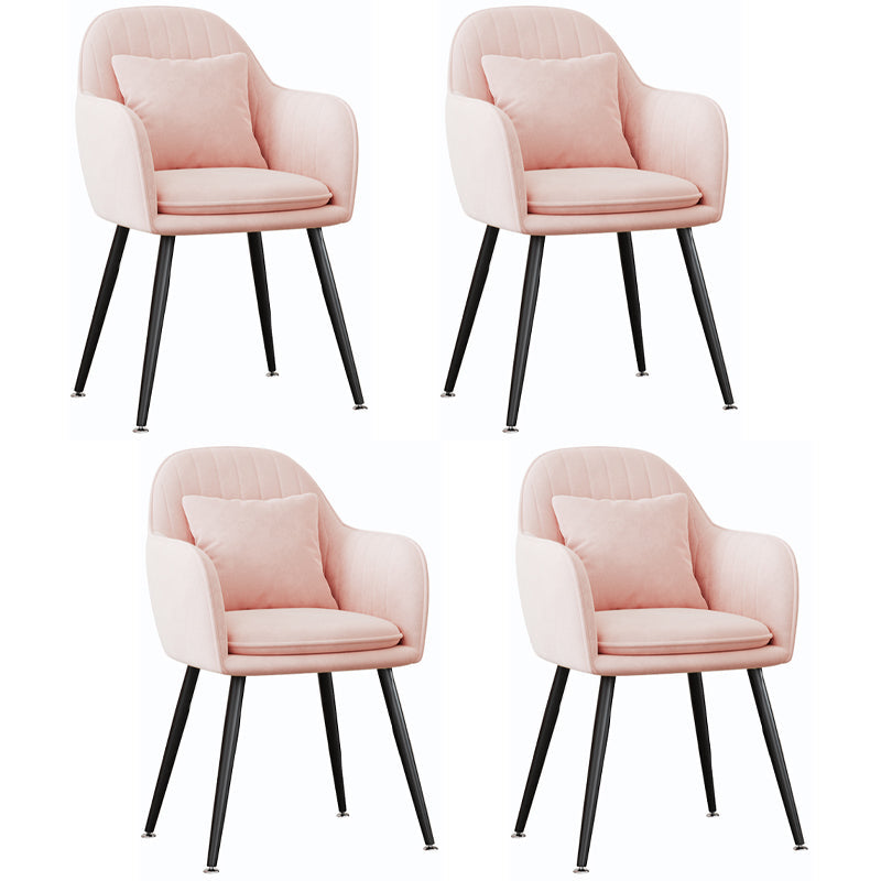 Scandinavian Style Metal Dining Chair Bedroom Upholstered Chair with Arm Pink 4 Piece Set Black Clearhalo ' kitchen&dining_furn' 'Dining Chairs' 'Dining Tables & Seating' 'dining_chair' 'furn' 'furn_dining_chair' 'Furniture' 'furniture_dining_chair' 'Kitchen & Dining Furniture' 'kitchen' 3968559