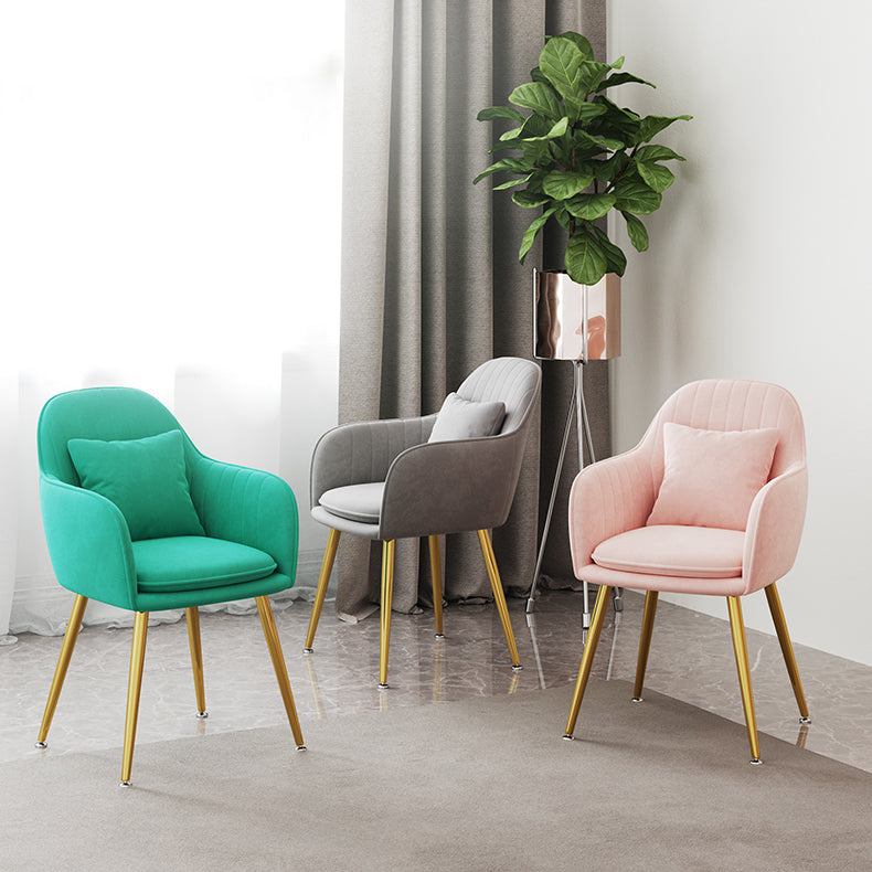 Scandinavian Style Metal Dining Chair Bedroom Upholstered Chair with Arm Clearhalo ' kitchen&dining_furn' 'Dining Chairs' 'Dining Tables & Seating' 'dining_chair' 'furn' 'furn_dining_chair' 'Furniture' 'furniture_dining_chair' 'Kitchen & Dining Furniture' 'kitchen' 3968560