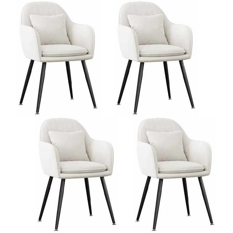 Scandinavian Style Metal Dining Chair Bedroom Upholstered Chair with Arm White 4 Piece Set Black Clearhalo ' kitchen&dining_furn' 'Dining Chairs' 'Dining Tables & Seating' 'dining_chair' 'furn' 'furn_dining_chair' 'Furniture' 'furniture_dining_chair' 'Kitchen & Dining Furniture' 'kitchen' 3968564