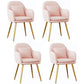 Scandinavian Style Metal Dining Chair Bedroom Upholstered Chair with Arm Pink 4 Piece Set Brass Gold Clearhalo ' kitchen&dining_furn' 'Dining Chairs' 'Dining Tables & Seating' 'dining_chair' 'furn' 'furn_dining_chair' 'Furniture' 'furniture_dining_chair' 'Kitchen & Dining Furniture' 'kitchen' 3968567