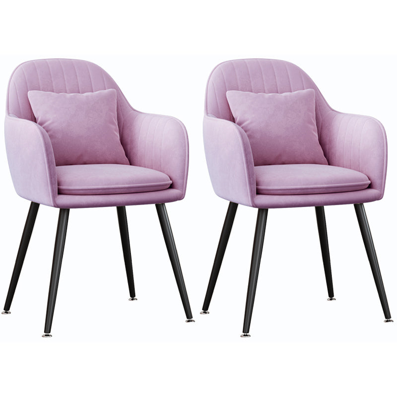 Scandinavian Style Metal Dining Chair Bedroom Upholstered Chair with Arm Purple 2 Piece Set Black Clearhalo ' kitchen&dining_furn' 'Dining Chairs' 'Dining Tables & Seating' 'dining_chair' 'furn' 'furn_dining_chair' 'Furniture' 'furniture_dining_chair' 'Kitchen & Dining Furniture' 'kitchen' 3968569