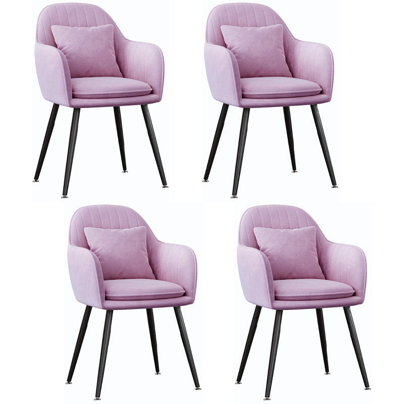 Scandinavian Style Metal Dining Chair Bedroom Upholstered Chair with Arm Purple 4 Piece Set Black Clearhalo ' kitchen&dining_furn' 'Dining Chairs' 'Dining Tables & Seating' 'dining_chair' 'furn' 'furn_dining_chair' 'Furniture' 'furniture_dining_chair' 'Kitchen & Dining Furniture' 'kitchen' 3968570