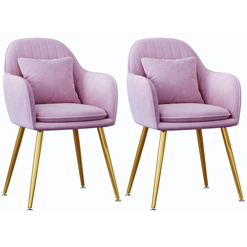 Scandinavian Style Metal Dining Chair Bedroom Upholstered Chair with Arm Purple 2 Piece Set Brass Gold Clearhalo ' kitchen&dining_furn' 'Dining Chairs' 'Dining Tables & Seating' 'dining_chair' 'furn' 'furn_dining_chair' 'Furniture' 'furniture_dining_chair' 'Kitchen & Dining Furniture' 'kitchen' 3968572