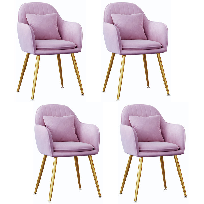 Scandinavian Style Metal Dining Chair Bedroom Upholstered Chair with Arm Purple 4 Piece Set Brass Gold Clearhalo ' kitchen&dining_furn' 'Dining Chairs' 'Dining Tables & Seating' 'dining_chair' 'furn' 'furn_dining_chair' 'Furniture' 'furniture_dining_chair' 'Kitchen & Dining Furniture' 'kitchen' 3968573