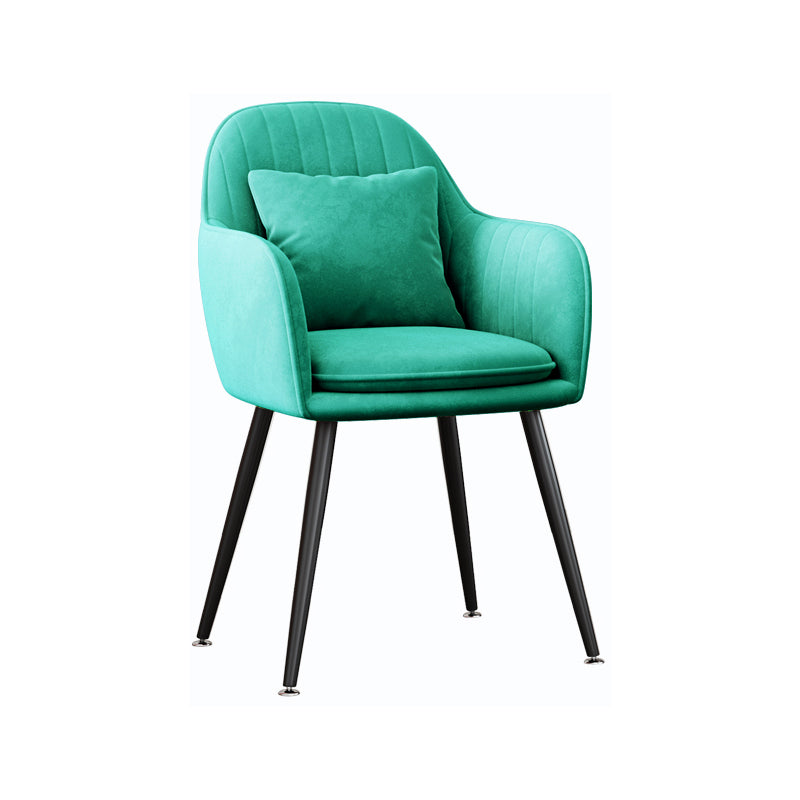 Scandinavian Style Metal Dining Chair Bedroom Upholstered Chair with Arm Green 1 Piece Black Clearhalo ' kitchen&dining_furn' 'Dining Chairs' 'Dining Tables & Seating' 'dining_chair' 'furn' 'furn_dining_chair' 'Furniture' 'furniture_dining_chair' 'Kitchen & Dining Furniture' 'kitchen' 3968574