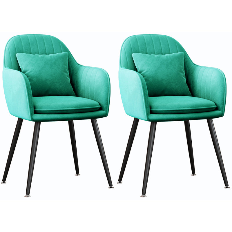 Scandinavian Style Metal Dining Chair Bedroom Upholstered Chair with Arm Green 2 Piece Set Black Clearhalo ' kitchen&dining_furn' 'Dining Chairs' 'Dining Tables & Seating' 'dining_chair' 'furn' 'furn_dining_chair' 'Furniture' 'furniture_dining_chair' 'Kitchen & Dining Furniture' 'kitchen' 3968575