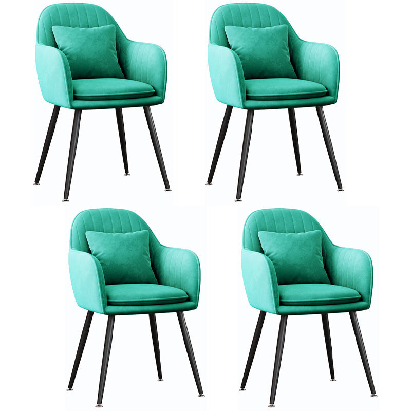 Scandinavian Style Metal Dining Chair Bedroom Upholstered Chair with Arm Green 4 Piece Set Black Clearhalo ' kitchen&dining_furn' 'Dining Chairs' 'Dining Tables & Seating' 'dining_chair' 'furn' 'furn_dining_chair' 'Furniture' 'furniture_dining_chair' 'Kitchen & Dining Furniture' 'kitchen' 3968576