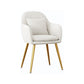 Scandinavian Style Metal Dining Chair Bedroom Upholstered Chair with Arm White 1 Piece Brass Gold Clearhalo ' kitchen&dining_furn' 'Dining Chairs' 'Dining Tables & Seating' 'dining_chair' 'furn' 'furn_dining_chair' 'Furniture' 'furniture_dining_chair' 'Kitchen & Dining Furniture' 'kitchen' 3968577