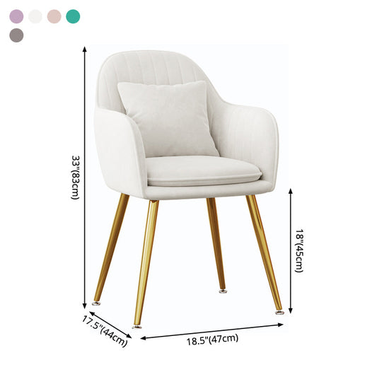 Scandinavian Style Metal Dining Chair Bedroom Upholstered Chair with Arm Clearhalo ' kitchen&dining_furn' 'Dining Chairs' 'Dining Tables & Seating' 'dining_chair' 'furn' 'furn_dining_chair' 'Furniture' 'furniture_dining_chair' 'Kitchen & Dining Furniture' 'kitchen' 3968580