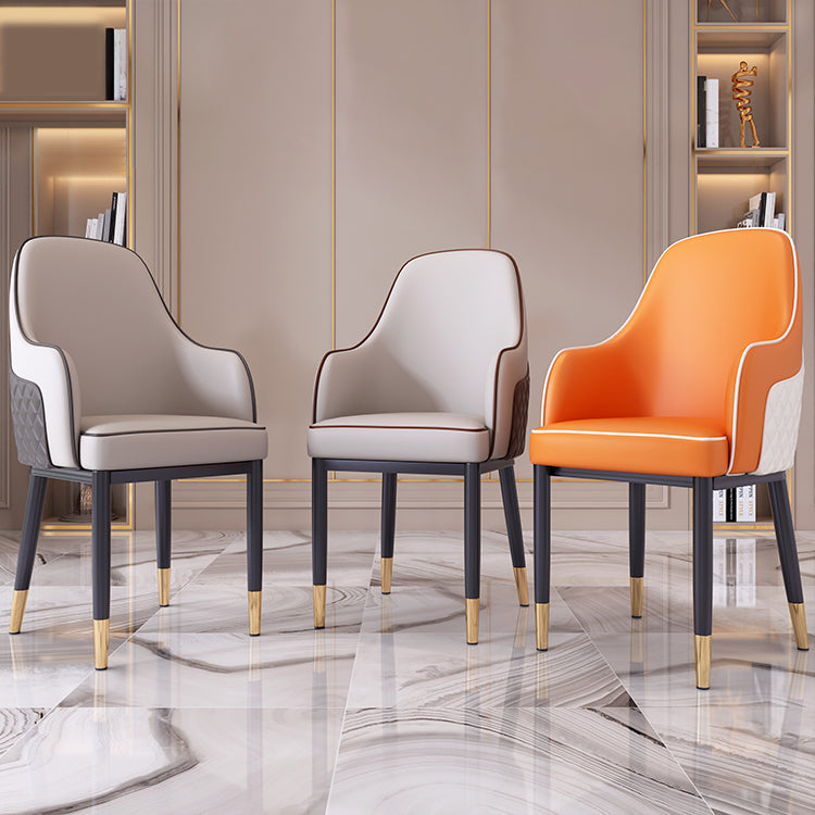 Scandinavian Style Dining Chair Upholstered Dining Room Metal Chair with Arm Clearhalo ' kitchen&dining_furn' 'Dining Chairs' 'Dining Tables & Seating' 'dining_chair' 'furn' 'furn_dining_chair' 'Furniture' 'furniture_dining_chair' 'Kitchen & Dining Furniture' 'kitchen' 3968584