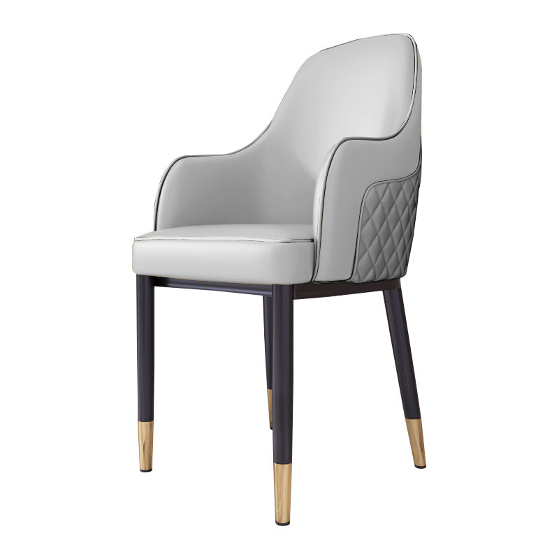 Scandinavian Style Dining Chair Upholstered Dining Room Metal Chair with Arm Grey 1 Piece Clearhalo ' kitchen&dining_furn' 'Dining Chairs' 'Dining Tables & Seating' 'dining_chair' 'furn' 'furn_dining_chair' 'Furniture' 'furniture_dining_chair' 'Kitchen & Dining Furniture' 'kitchen' 3968587