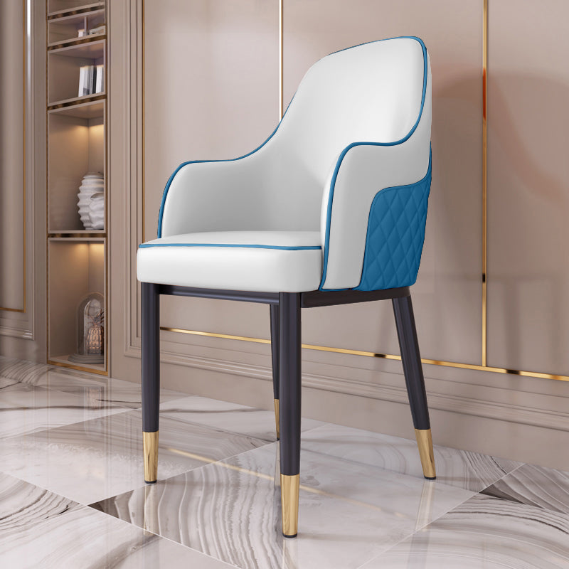 Scandinavian Style Dining Chair Upholstered Dining Room Metal Chair with Arm Clearhalo ' kitchen&dining_furn' 'Dining Chairs' 'Dining Tables & Seating' 'dining_chair' 'furn' 'furn_dining_chair' 'Furniture' 'furniture_dining_chair' 'Kitchen & Dining Furniture' 'kitchen' 3968588