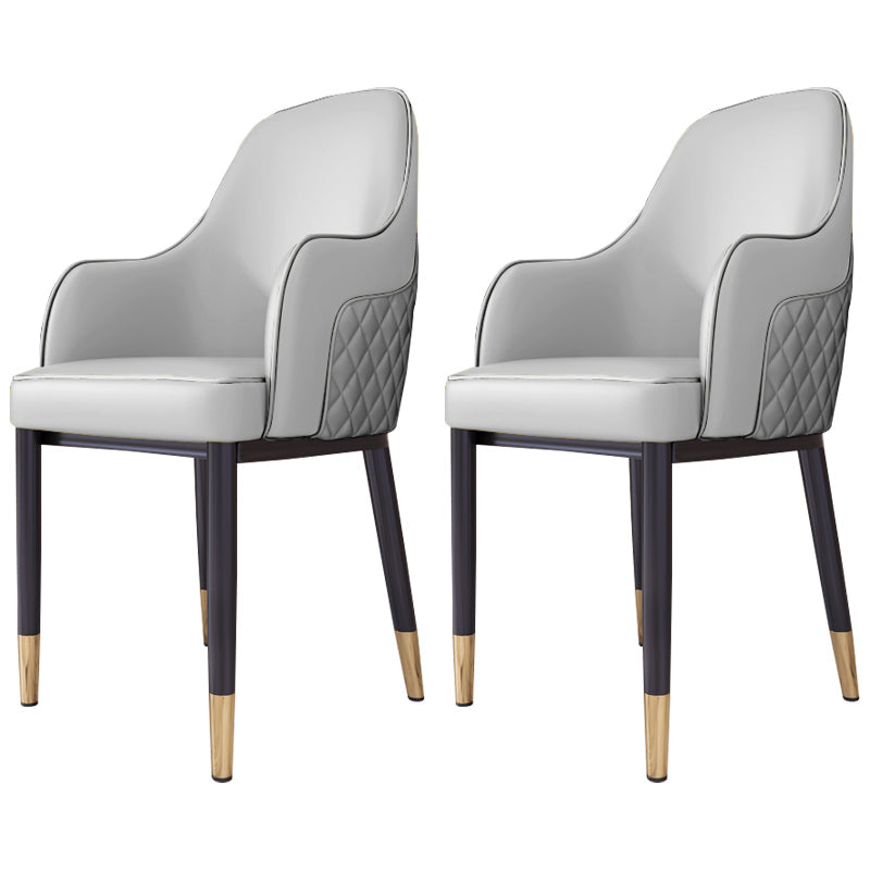 Scandinavian Style Dining Chair Upholstered Dining Room Metal Chair with Arm Grey 2 Piece Set Clearhalo ' kitchen&dining_furn' 'Dining Chairs' 'Dining Tables & Seating' 'dining_chair' 'furn' 'furn_dining_chair' 'Furniture' 'furniture_dining_chair' 'Kitchen & Dining Furniture' 'kitchen' 3968589