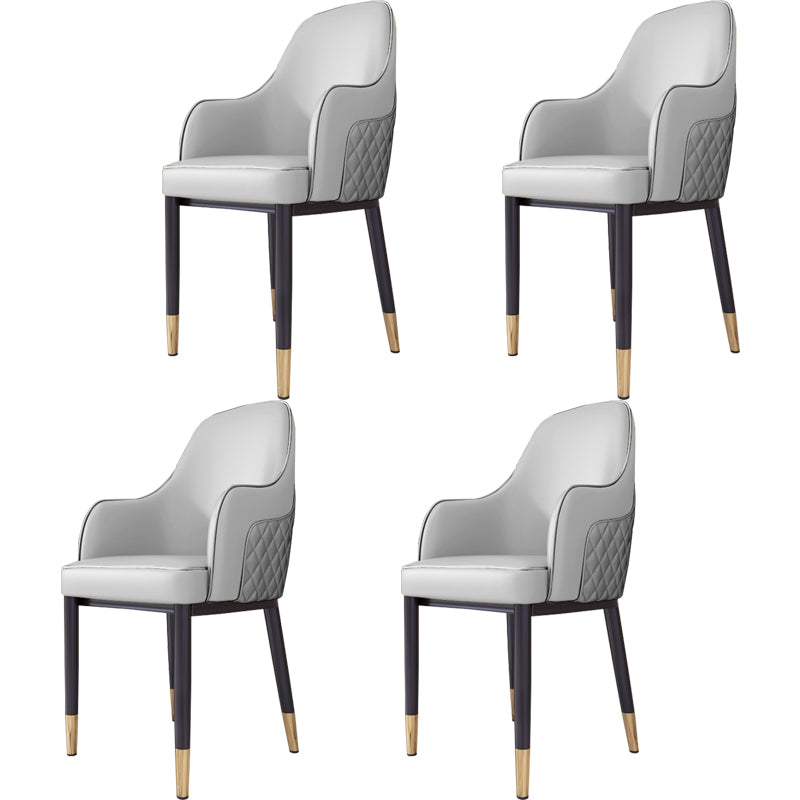 Scandinavian Style Dining Chair Upholstered Dining Room Metal Chair with Arm Grey 4 Piece Set Clearhalo ' kitchen&dining_furn' 'Dining Chairs' 'Dining Tables & Seating' 'dining_chair' 'furn' 'furn_dining_chair' 'Furniture' 'furniture_dining_chair' 'Kitchen & Dining Furniture' 'kitchen' 3968591