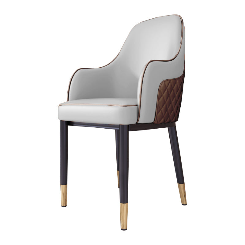 Scandinavian Style Dining Chair Upholstered Dining Room Metal Chair with Arm Gray Coffee 1 Piece Clearhalo ' kitchen&dining_furn' 'Dining Chairs' 'Dining Tables & Seating' 'dining_chair' 'furn' 'furn_dining_chair' 'Furniture' 'furniture_dining_chair' 'Kitchen & Dining Furniture' 'kitchen' 3968603