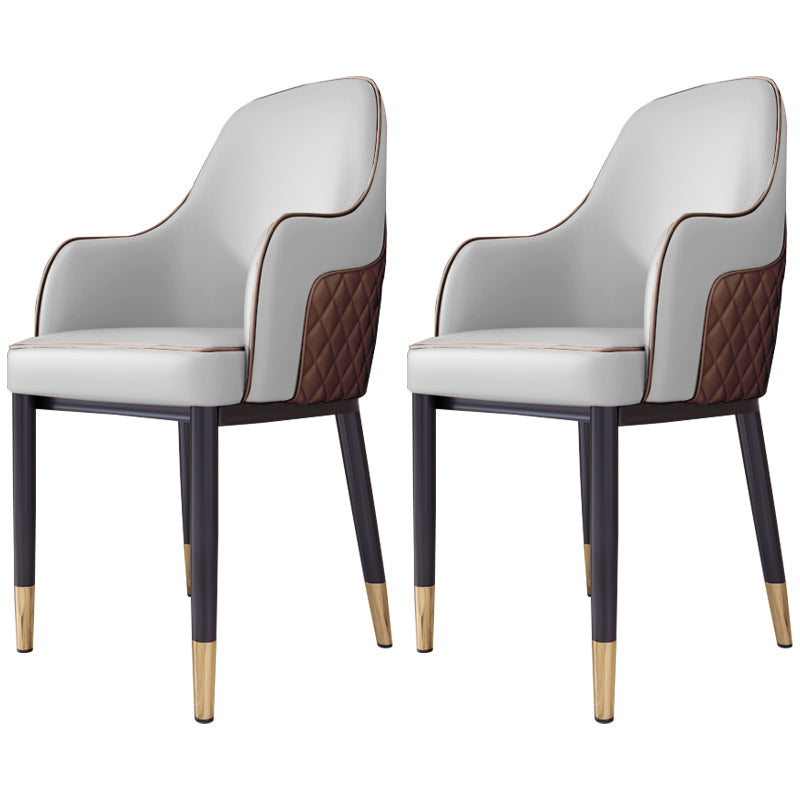 Scandinavian Style Dining Chair Upholstered Dining Room Metal Chair with Arm Gray Coffee 2 Piece Set Clearhalo ' kitchen&dining_furn' 'Dining Chairs' 'Dining Tables & Seating' 'dining_chair' 'furn' 'furn_dining_chair' 'Furniture' 'furniture_dining_chair' 'Kitchen & Dining Furniture' 'kitchen' 3968604