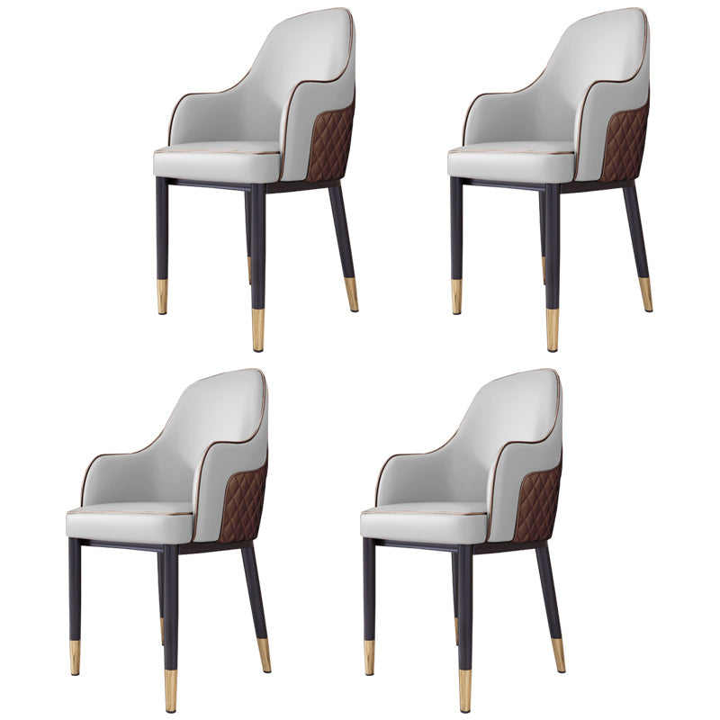 Scandinavian Style Dining Chair Upholstered Dining Room Metal Chair with Arm Gray Coffee 4 Piece Set Clearhalo ' kitchen&dining_furn' 'Dining Chairs' 'Dining Tables & Seating' 'dining_chair' 'furn' 'furn_dining_chair' 'Furniture' 'furniture_dining_chair' 'Kitchen & Dining Furniture' 'kitchen' 3968605